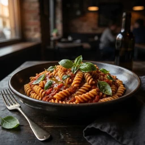Billig one-pot pasta med tomat och basilika