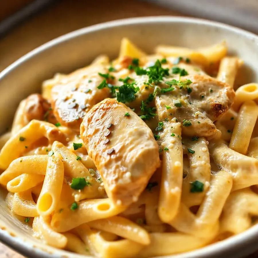 Krämig kycklingpasta med parmesan och örter
