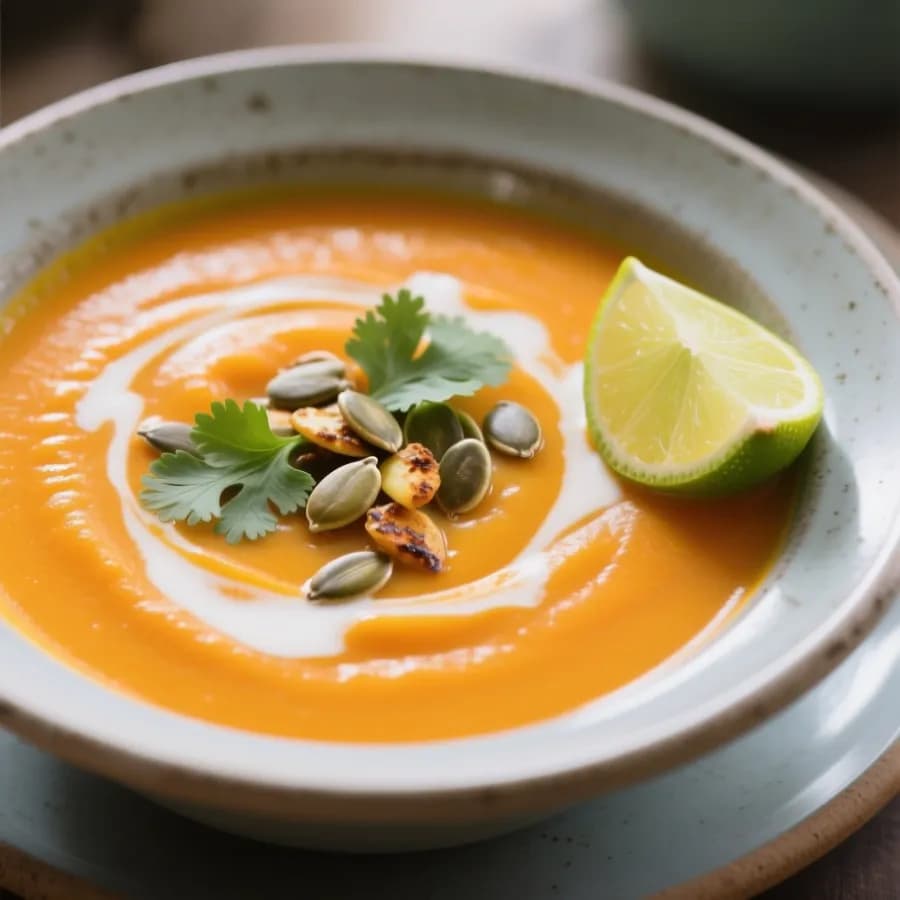 Värmande pumpasoppa med ingefära och kokosmjölk