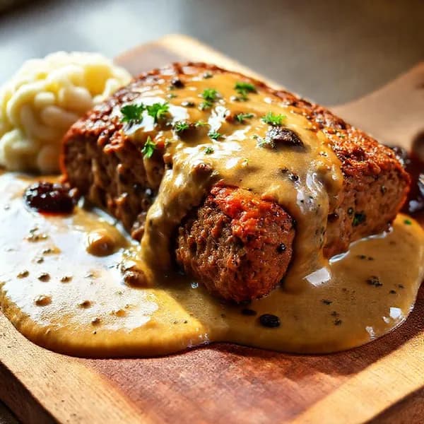 Saftig köttfärslimpa med krämig kantarellsås - enkelt recept från MatVeckan