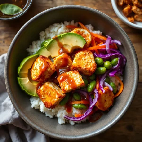 Krispig stekt halloumi i pokebowl med edamame - enkelt recept från MatVeckan