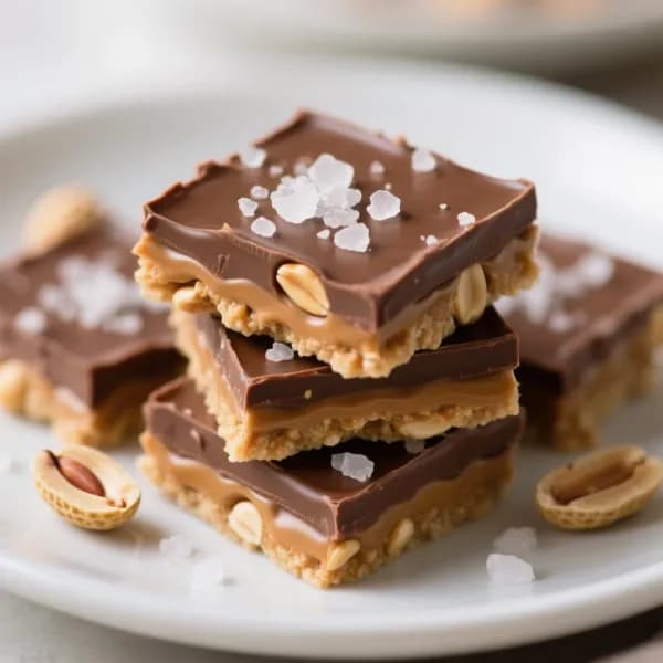 Salt Karamellchoklad med Jordnötsbotten - enkelt recept från MatVeckan