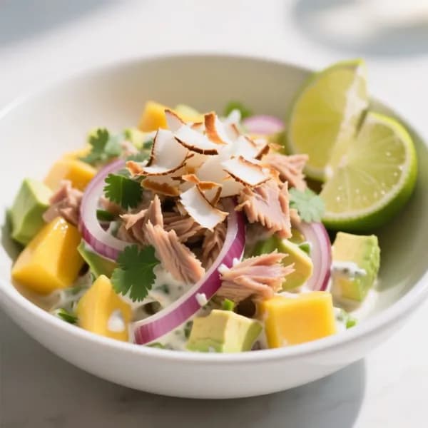 Tropisk tonfisksallad med kokosdressing - enkelt recept från MatVeckan