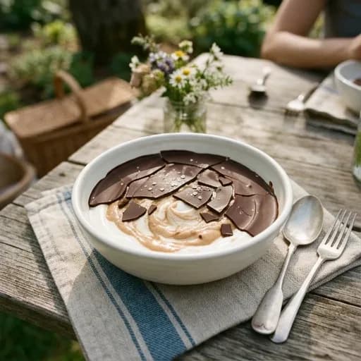Yoghurtmousse med jordnötssmör och mörk choklad - enkelt recept från MatVeckan