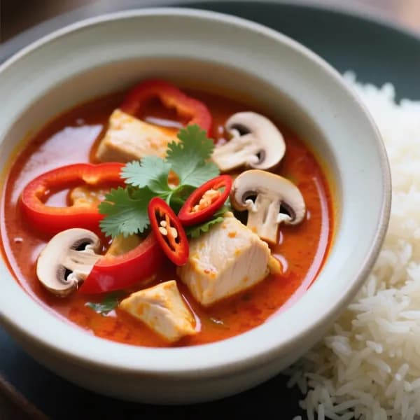 Snabblagad thai kycklingsoppa med röd curry - enkelt recept från MatVeckan