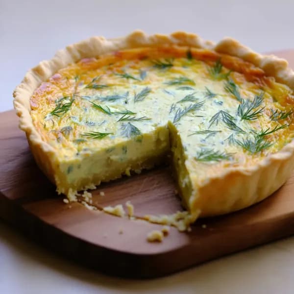 Krämig vegansk västerbottenpaj med dill - enkelt recept från MatVeckan