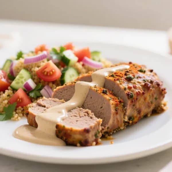 Kryddig lammfärslimpa med tahinisås - enkelt recept från MatVeckan
