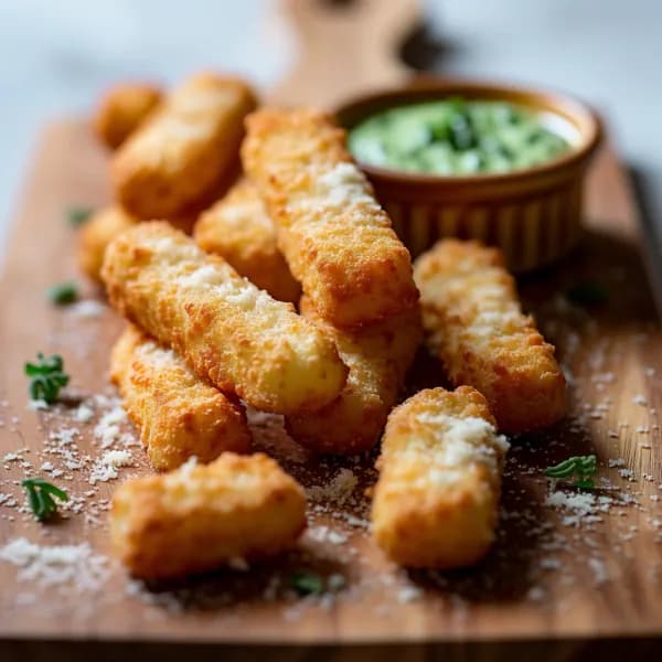 Krispiga parmesansticks med örtdipp - enkelt recept från MatVeckan