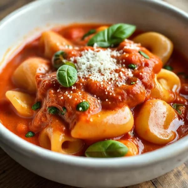 Tortellini i krämig tomatsås med basilika - enkelt recept från MatVeckan