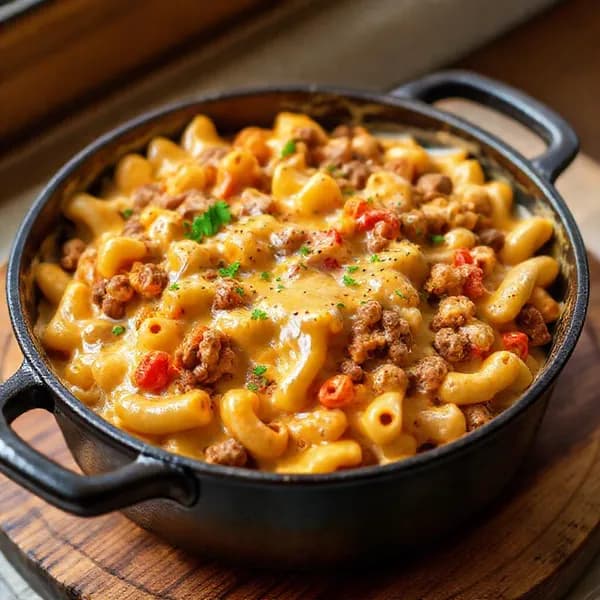 One pot kryddig mac cheese med nötfärs - enkelt recept från MatVeckan