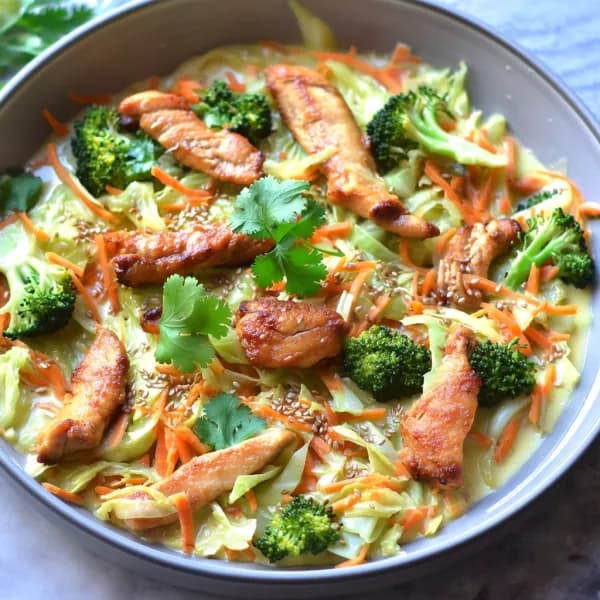 Krämig Kycklingwok med Kål och Lime - enkelt recept från MatVeckan