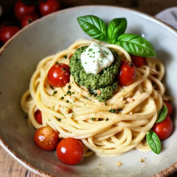 Kassler Strozzapreti med Basilika-Mozzarella Pesto - enkelt recept från MatVeckan
