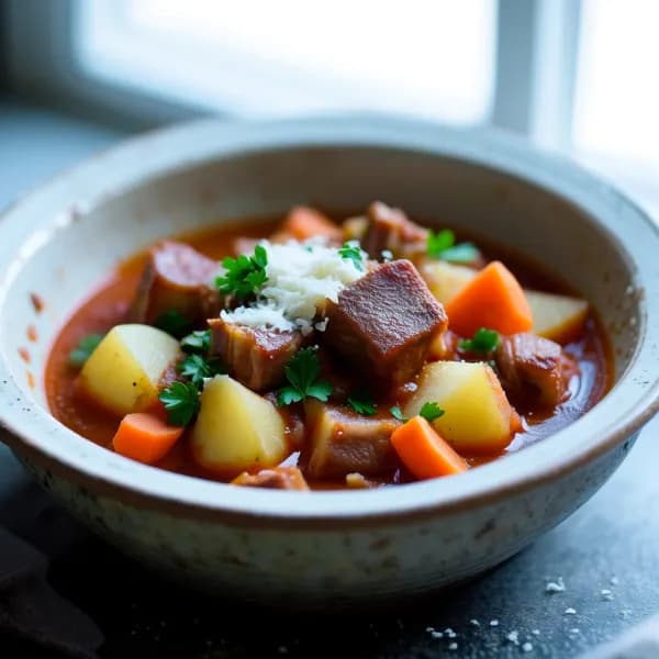 Italiensk bondesoppa på fläsk och potatis, långkok - enkelt recept från MatVeckan