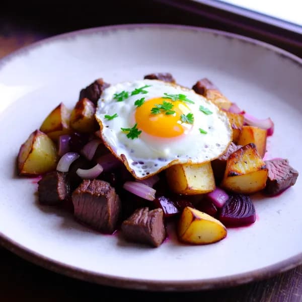 Pyttipanna med högrev och tryffelmajonnäs - enkelt recept från MatVeckan