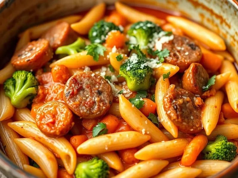 Snabb falukorvspasta med grönsaker - enkelt recept från MatVeckan