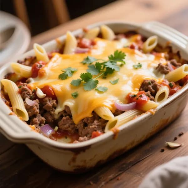 Krämig köttfärsgratäng med pasta och lök - enkelt recept från MatVeckan