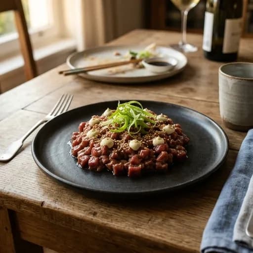 Asiatisk råbiff med sesam och chili - enkelt recept från MatVeckan