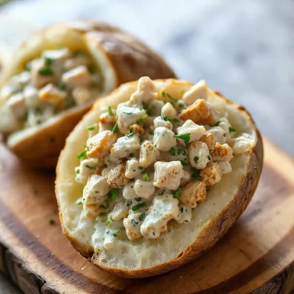Luftig bakpotatis med örtig kycklingröra - enkelt recept från MatVeckan