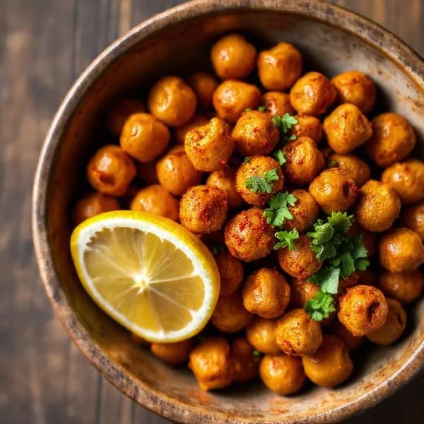 Krispiga kikärtor med vitlök, paprika och chiliolja i airfryer - enkelt recept från MatVeckan
