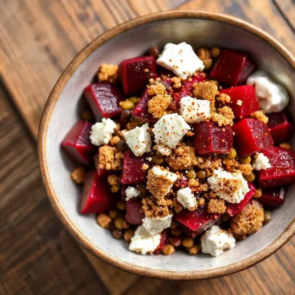 Rödbetssallad med pepparkaksströssel och getost - enkelt recept från MatVeckan