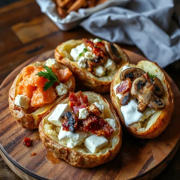 Festlig bakad potatis med tre klassiska fyllningar - enkelt recept från MatVeckan