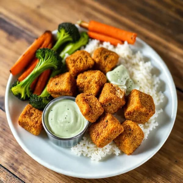 Veganska glutenfria nuggets med mild dipp - enkelt recept från MatVeckan