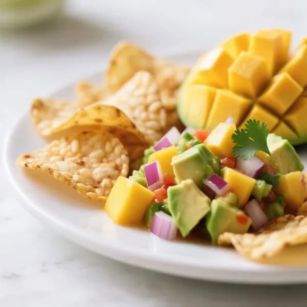 Kryddiga rischips med mango- och avokadosalsa - enkelt recept från MatVeckan