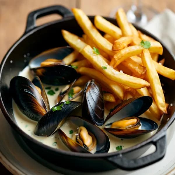 Krämig Moules Frites med Persilja och Vitlök - enkelt recept från MatVeckan