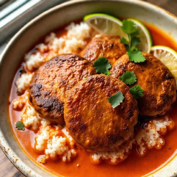 Knapriga smashbiffar med röd curry och kokosmjölk - enkelt recept från MatVeckan