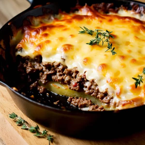 Rustik köttfärsgratäng med lagerblad och senap - enkelt recept från MatVeckan