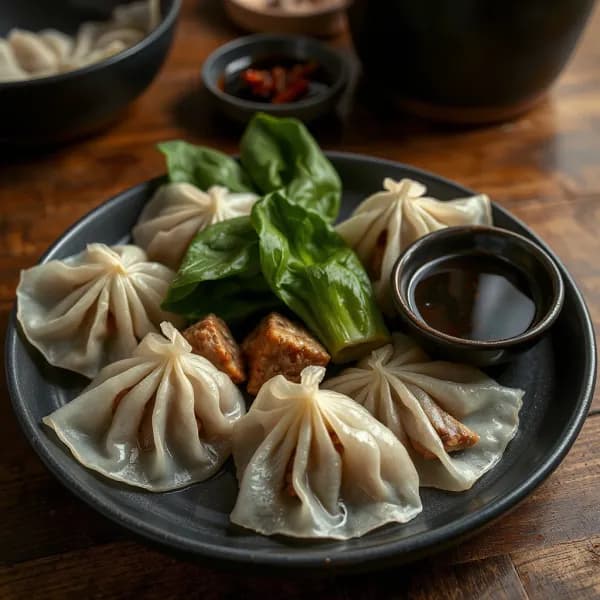 Asiatiska dumplings med fläsk och ingefära ångkokta - enkelt recept från MatVeckan