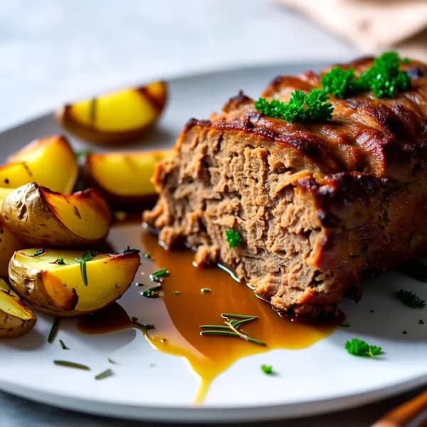 Köttfärslimpa med rostad potatis och brynt smör - enkelt recept från MatVeckan