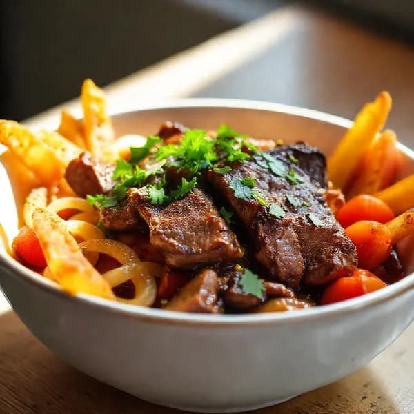 Peruansk Lomo Saltado med Koriander och Krispiga Potatisstavar - enkelt recept från MatVeckan
