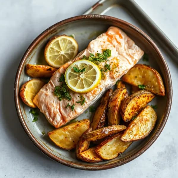 Ugnsbakad lax med örtrostad potatis och citron - enkelt recept från MatVeckan