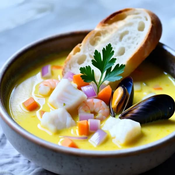 Krämig fisk- och skaldjurssoppa med saffran - enkelt recept från MatVeckan