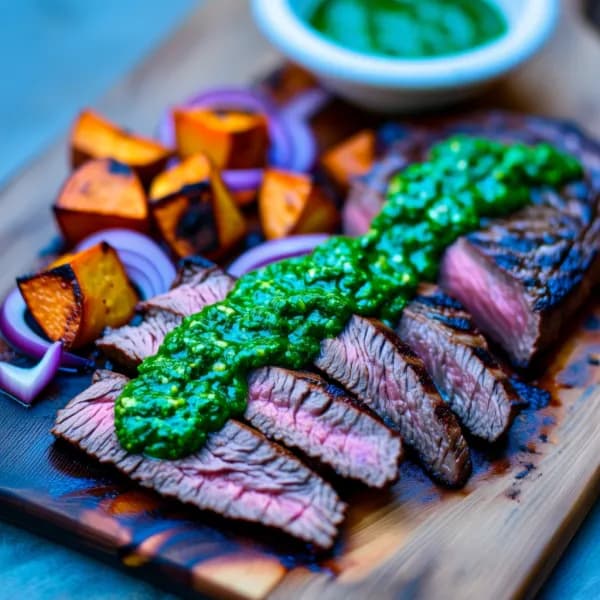 Argentinsk chimichurri-marinerad flankstek - enkelt recept från MatVeckan