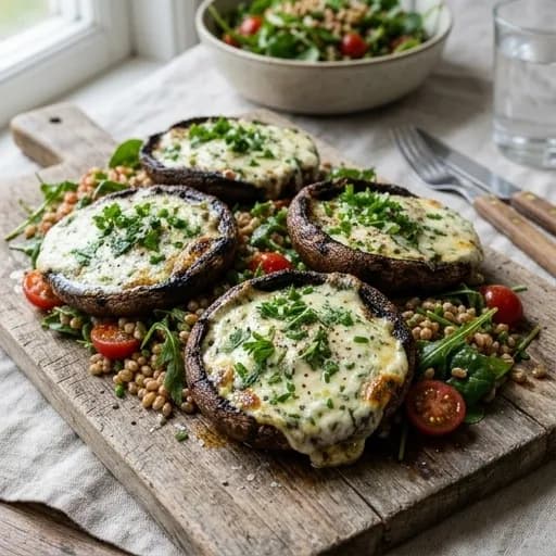 Fylld grillad portobellosvamp med krämig örtfyllning - enkelt recept från MatVeckan