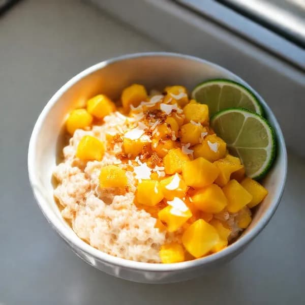 Snabb tropisk gröt med mango och lime - enkelt recept från MatVeckan