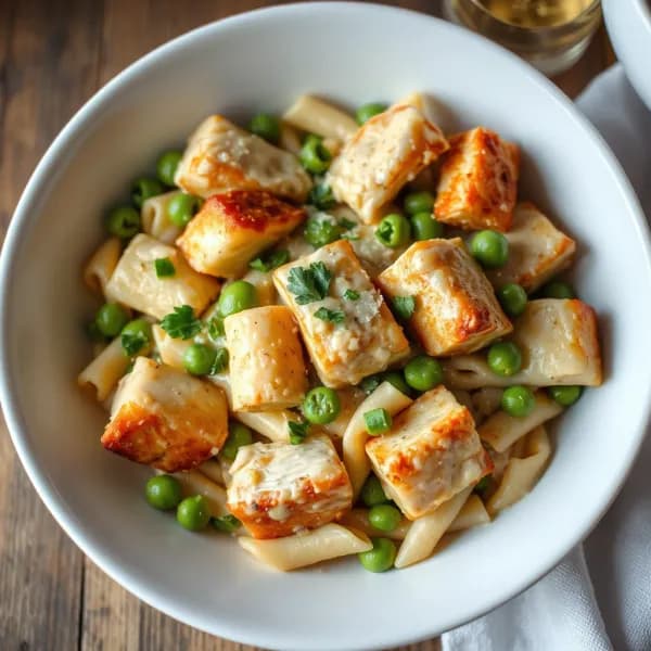 Krämig kycklingpasta med edamamebönor - enkelt recept från MatVeckan