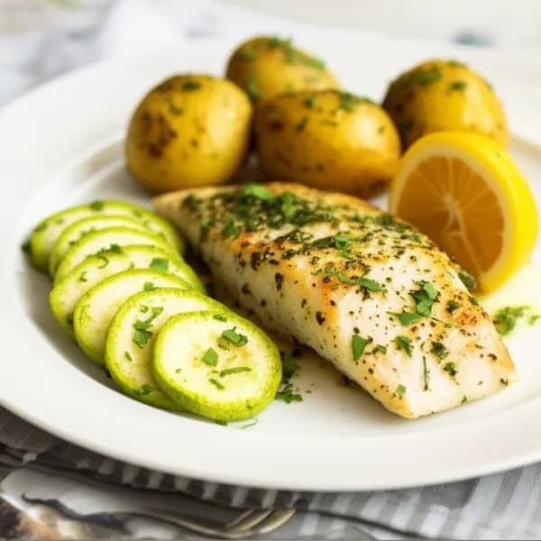 Torskfilé med citronzucchini och örtsmör - enkelt recept från MatVeckan