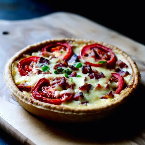 Rustik Bacon- och Tomatpaj med Paprika och Cheddar - enkelt recept från MatVeckan