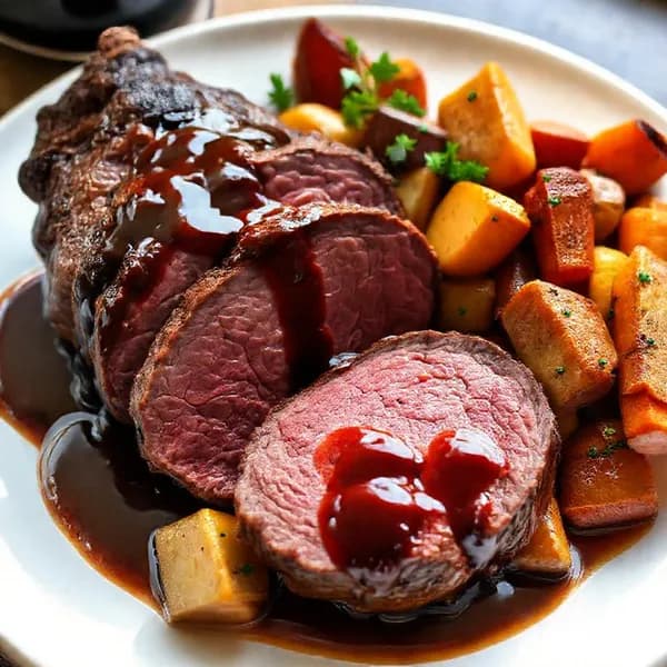 Lammstek med rödvinssås och rotfrukter - enkelt recept från MatVeckan