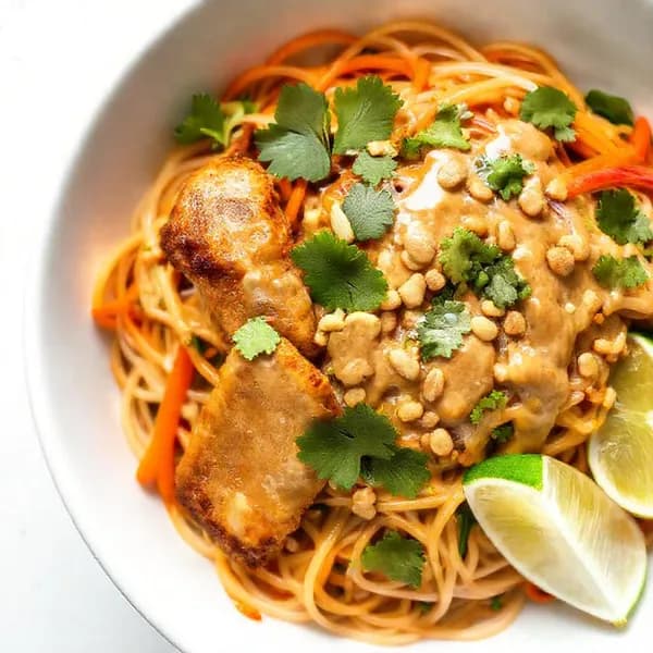 Vietnamesisk nudelsallad med jordnötsdressing - enkelt recept från MatVeckan