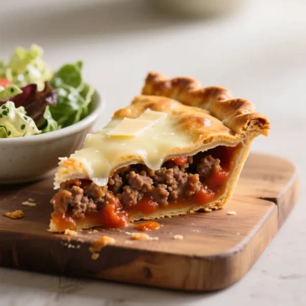 Köttfärspaj med parmesan och fyllig tomatsås - enkelt recept från MatVeckan