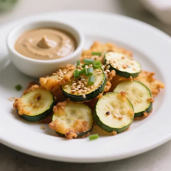 Lättfriterad zucchini med misodipp - enkelt recept från MatVeckan