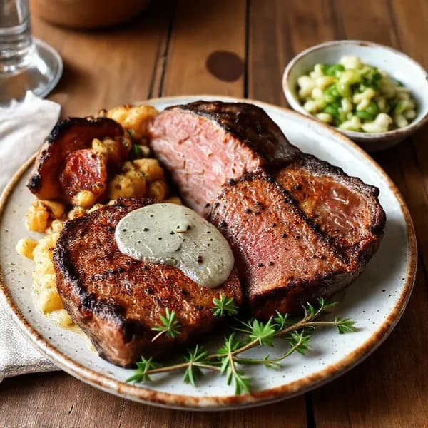 Saftig biffrad med parmesanpanerad potatis - enkelt recept från MatVeckan