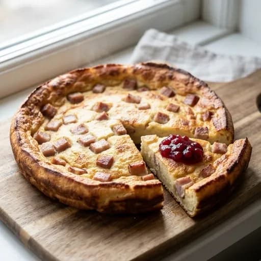 Klassisk ugnstekt fläskpannkaka med rårörda lingon - enkelt recept från MatVeckan