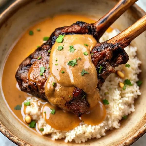 Grillade lammlägg med mild jordnötssås - enkelt recept från MatVeckan