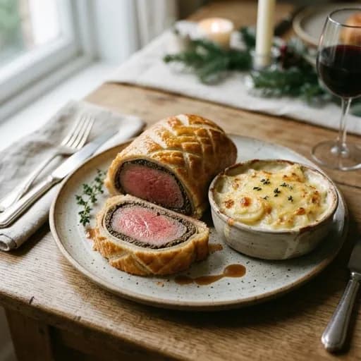 Festlig oxfilé i smördeg med potatisgratäng - enkelt recept från MatVeckan
