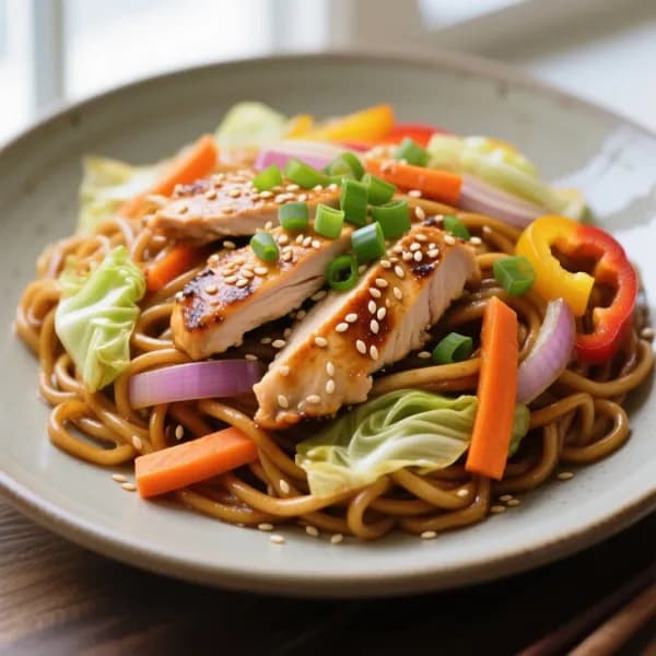 Yakisoba med kyckling och sesamfrön - enkelt recept från MatVeckan